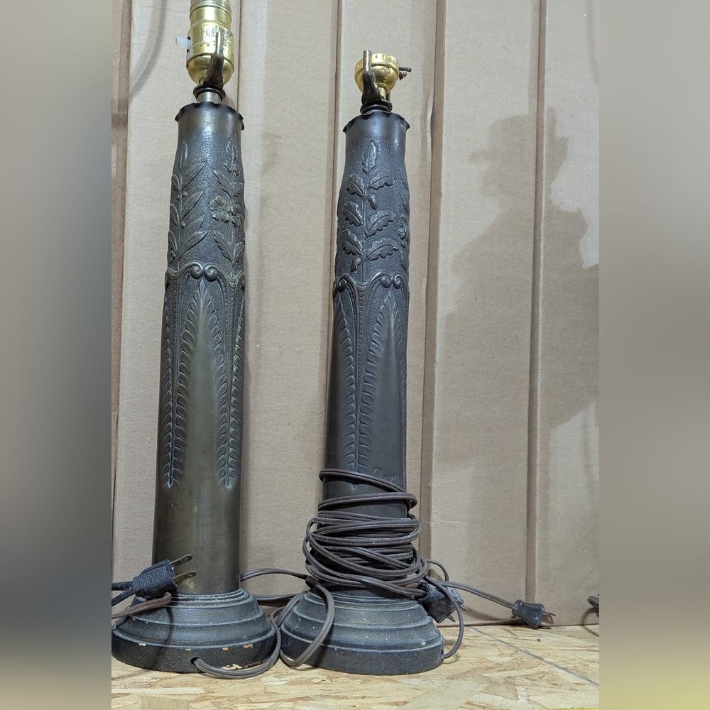 WW1 Trench Art Brass Table Lamps
